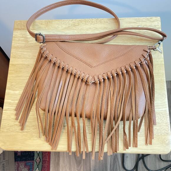 HDE Women's PU Leather Hobo Fringe Crossbody Tassel Purse Vintage Small Handbag - Picture 3 of 8